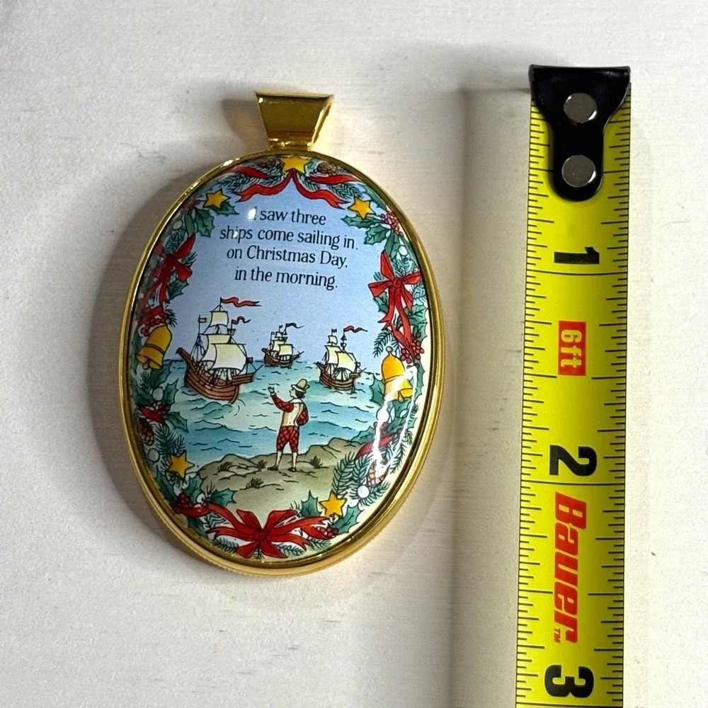 Halcyon Days Enamels Christmas 1992 I Saw Three Ships Pendant Limited Edition 83